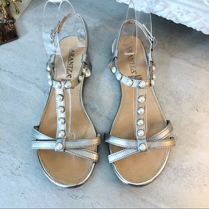 3/$20 Arantza silver sandals with pearl detail